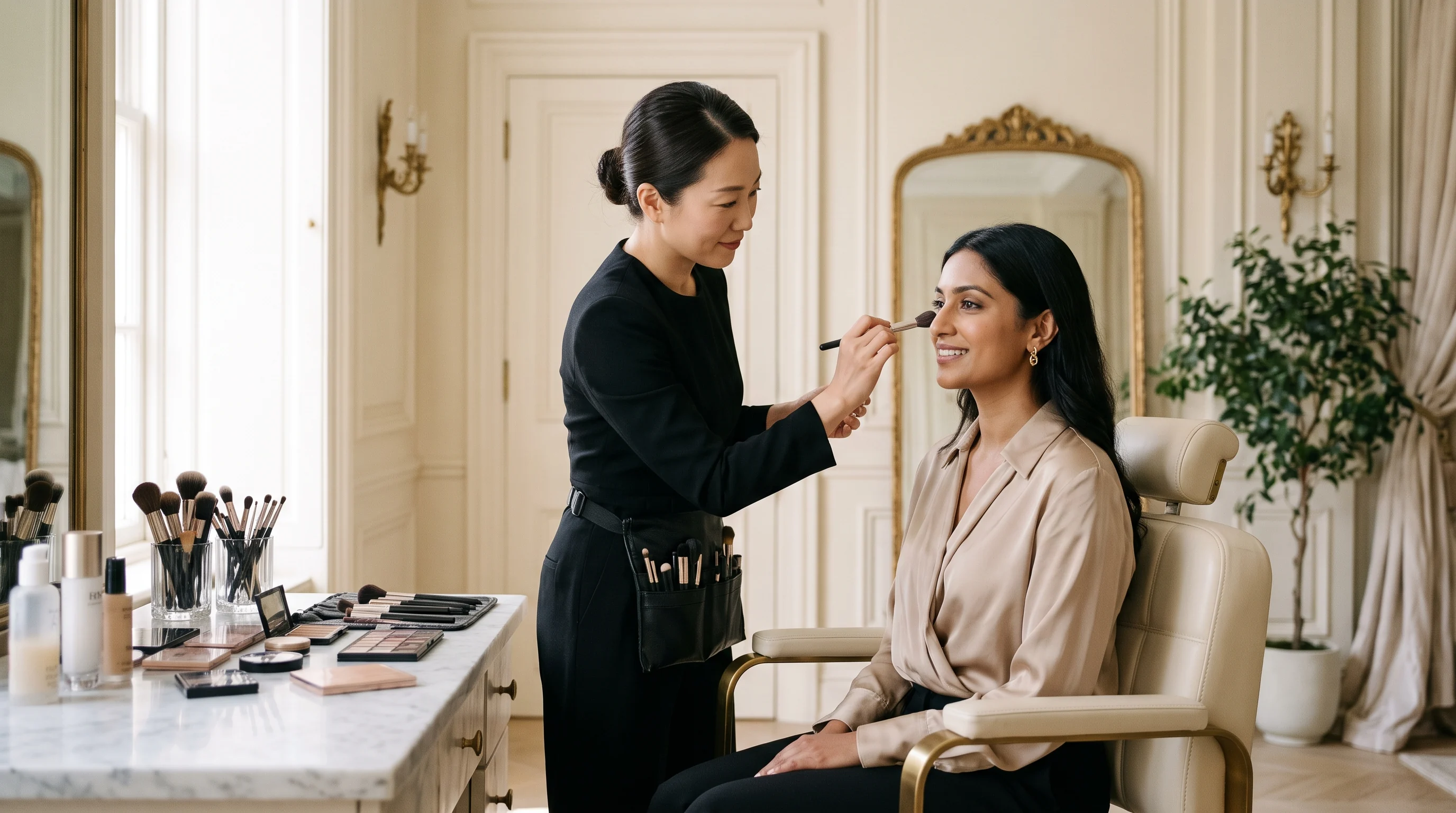 Mise en beauté dans un salon privé